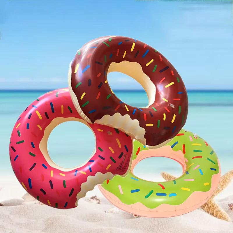 Đồ Chơi Nước Vui Nhộn Cho Tiệc Biển và Hồ Bơi Bạt Inflatable Hình Bánh Donut và Vòng Bơi Dành Cho Người Lớn & Thanh Thiếu Niên