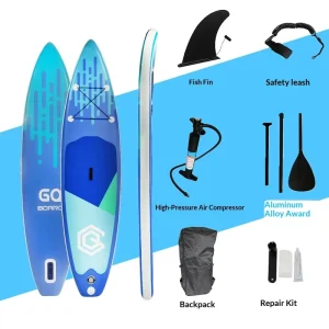 GQ Inflatable Stand up Paddle Board (SUP) Stylish Blue Design with Anti Slip Deck for Paddling & Beginner Friendly Water Sports