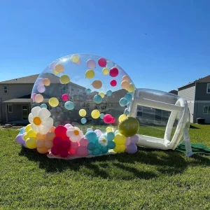 Garden Party Photos Decorations Portable Air Outdoor Bouncy Dome with Balloons Kids Jumping Balloon Tent Inflatable Bubble House
