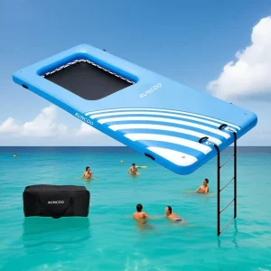 Riesige 10-Personen Schwimmplattform Poolfloats für Erwachsene Aufblasbare Partyinseln mit Leiter