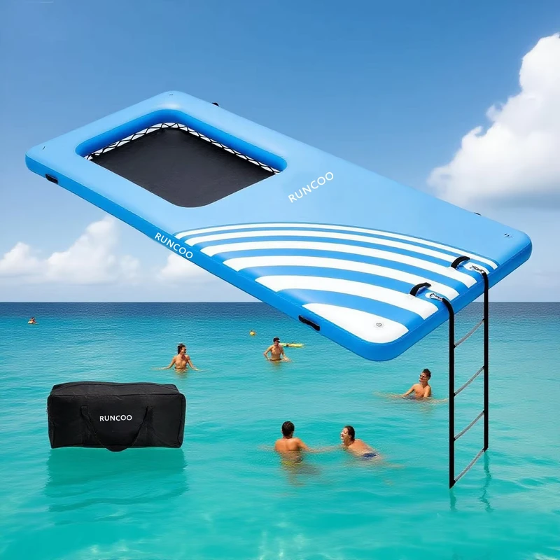 Giant 10 Person Floating Bathing Platform Pool Floats for Adults Inflatable Party Islands with Ladder