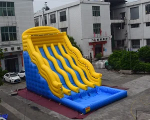 Giant 12*6.5*7 meters inflatable water slide with four slide paths and water pool