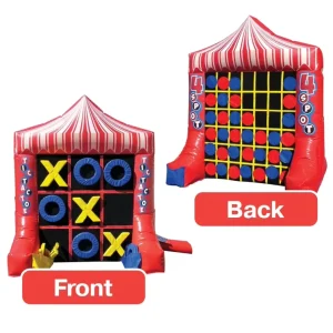 Jogo de Carnaval Inflável Gigante 2 em 1 Tic Tac Toe & 4 Spots Combo de Dois Lados para Crianças e Adultos