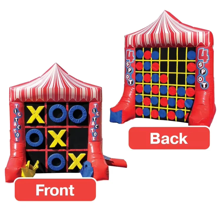Gioco da Fiera Gonfiabile 2 in 1 Gigante Tic Tac Toe & Combo 4 Spot Doppio Lato per Bambini e Adulti