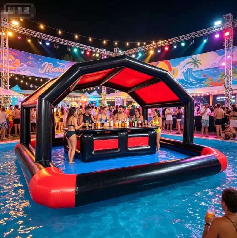 Riesige 20 Fuß aufblasbare Poolbar, kommerzielles PVC aufblasbares Pub-Haus, aufblasbar für Party, Wasserpark, Strand