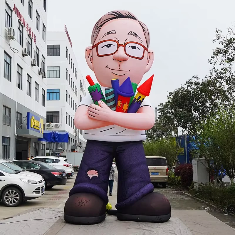 Modelo de Design Inflável Gigante de Publicidade Cartoon Fogos de Artifício Homem Grande Inflável Mascote Personalizado