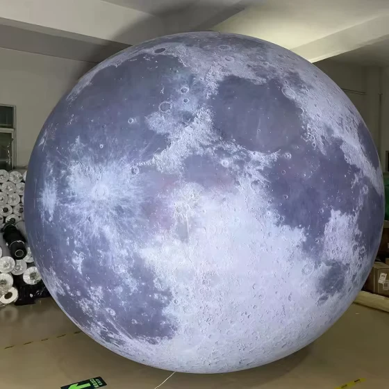 Model Bulan Inflatable Raksasa dengan Lampu LED, Balon Bulan Inflatable Besar untuk Dekorasi