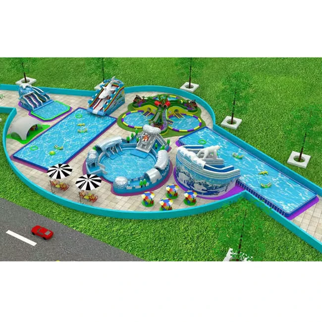 Taman Air Inflatable Aqua City Raksasa di Darat dengan Kolam Intex