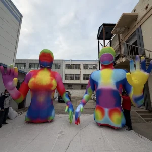 Giant Artistic Inflatable Colorful Human Figure Sculpture Custom Rainbow Male and Female Bust Statue for Art Event Decoration