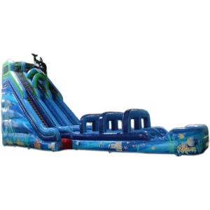 Giant Blue Sea Animal Themed Inflatable Water Slide for Children Play Outdoor Activities Equipment