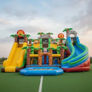 Giant Bounce House Inflatable 0.55mm PVC Castle Obstacle Course Sliding Climbing Jumper Kids Safe Play