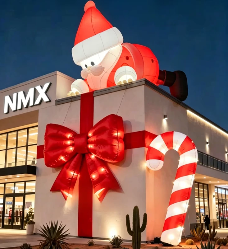Papá Noel Inflable Gigante con Iluminación LED, Impermeable y Duradero, Decoraciones de Navidad Inflables de Tela Oxford para Exteriores