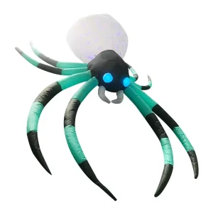 Giant Colorful Blow up Halloween Yard Decor Halloween Inflatable Spider with LED Lights