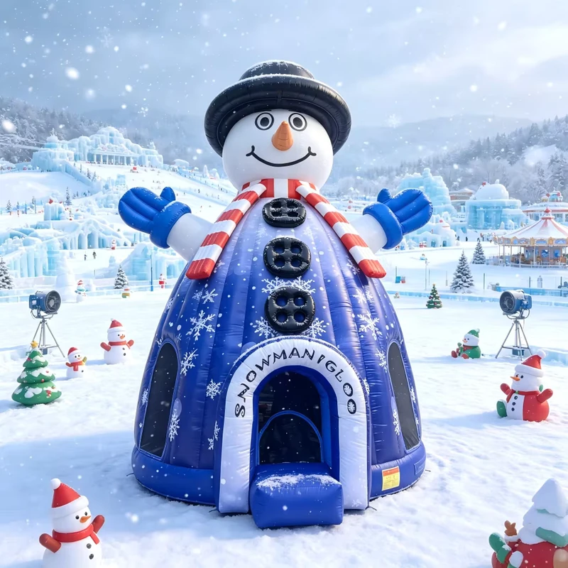 Lều Bouncer Igloo Tuyết Giáng Sinh Khổng Lồ Chất Lượng Thương Mại cho Thuê Lễ Hội Ngoài Trời Mùa Đông