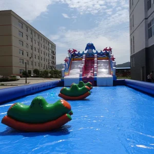 Giant Commercial Grade Outdoor PVC Material Inflatable Water Slide with Swimming Pool