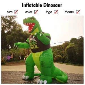 Giant Custom Inflatable Green Cartoon Dinosaur Model Advertising Prop for Commercial Events Exhibition Park Display Decor