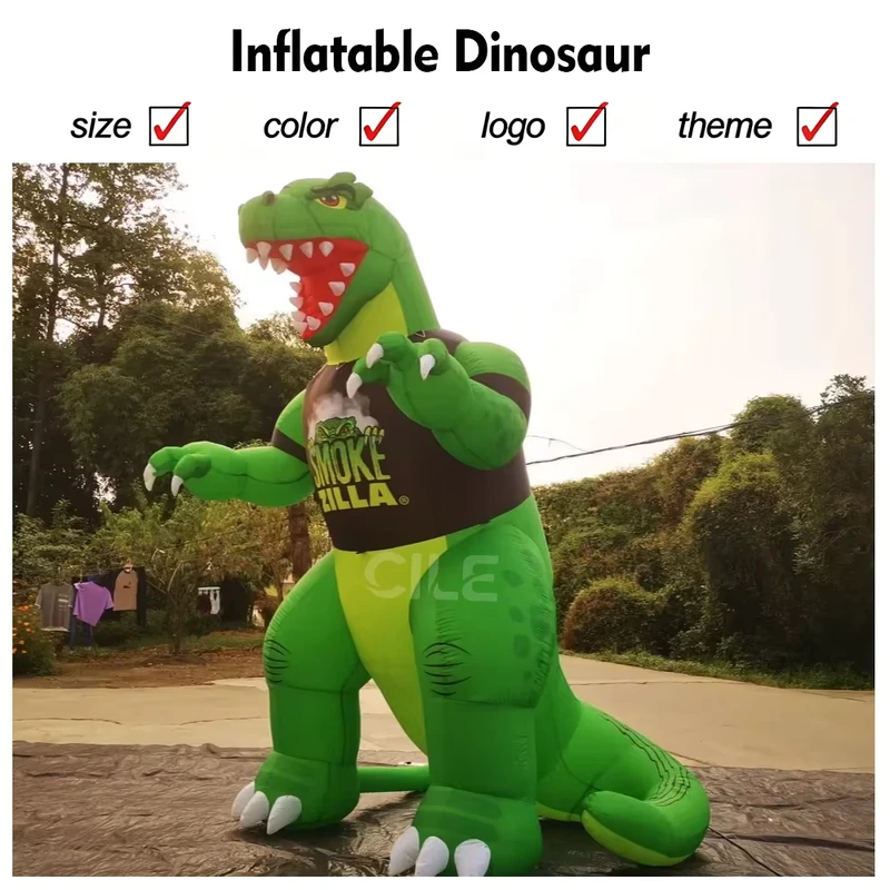 Giant op maat gemaakte opblaasbare groene cartoon dinosaurussen model reclameattribuut voor commerciële evenementen tentoonstelling park decoratie