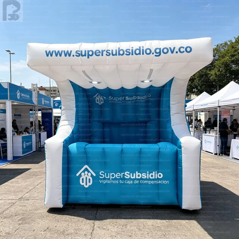 Giant Custom Logo Inflatable Throne Sofa Booth Portable Pop up Stall Tent for Outdoor Event Trade Show Roadside Promotion Fair