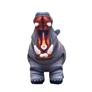 Giant Customized Cartoon Hippo Inflatable for Advertising Waterproof Durable Sun Resistant Full Color Printing Built In Fan