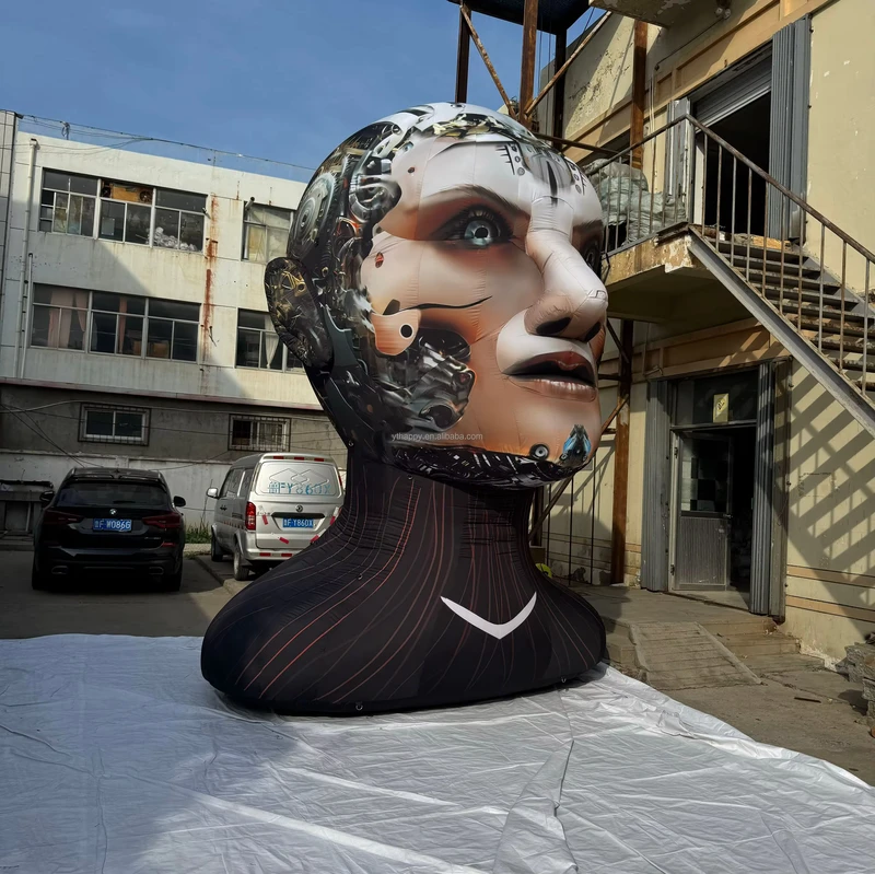 Giant Customized Inflatable Robot Head Large Sci Fi Robot Bust for Science Technology Exhibition Mall Advertising Decoration