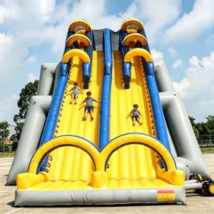 Giant Double Lane PVC Inflatable Rock Climbing Adventure Park Sports Park Dry Slide for Party Rentals