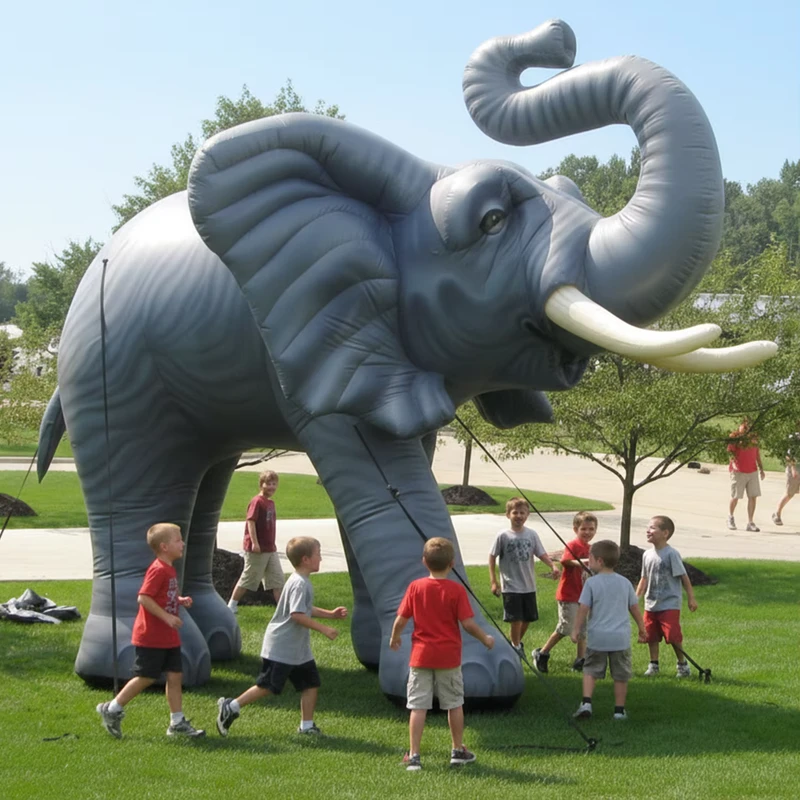 Modelo de Animal Inflável Elefante Gigante para Exibição Interativa ao Ar Livre em Eventos Familiares