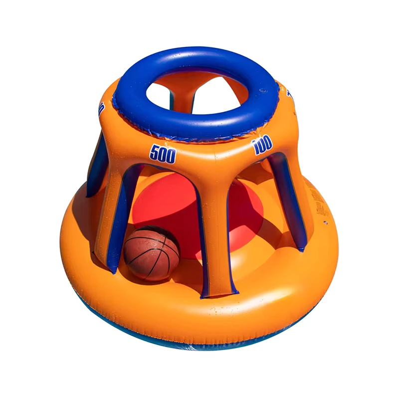 Riesiger Aufblasbarer Basketballkorb und Möwen-Pool-Float, dicker PVC-Schwimmspielzeug für Kinder und Erwachsene
