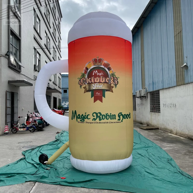 Jarra de Cerveza Inflable Gigante para Publicidad, Modelo de Taza de Cerveza, Impresión de Logo Personalizado, Duradera para Promoción de Eventos