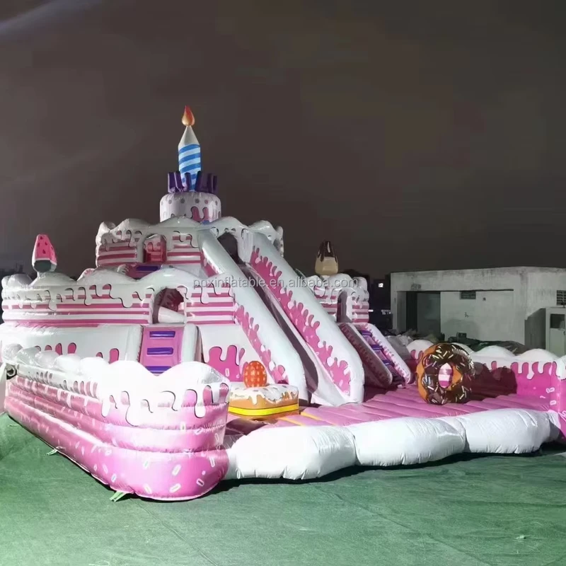 Giant Inflatable Birthday Cake and Candy Theme Bouncy Jumping Castle for Kids Birthday Party