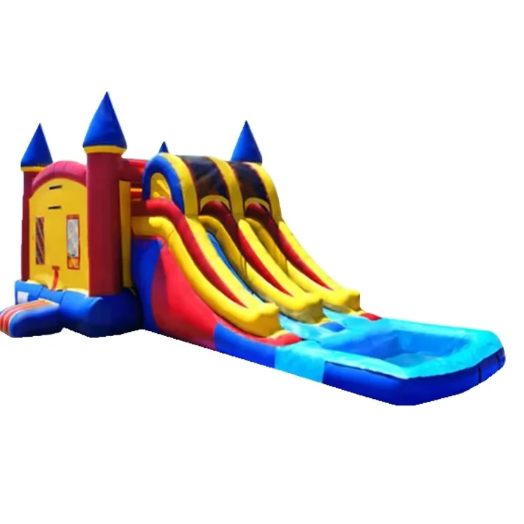 Riesiger aufblasbarer Bouncer Sprungburg Rutsche kommerzielles Bounce House mit Wasserrutsche Kombi PVC-Material anpassbare Größe