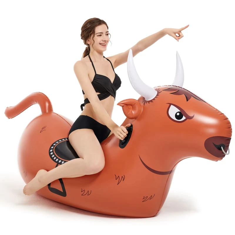 Bò bơm hơi khổng lồ với van, phao bơi thoải mái cho trẻ em và người lớn, hoàn hảo cho tiệc hồ bơi và vui chơi dưới nước