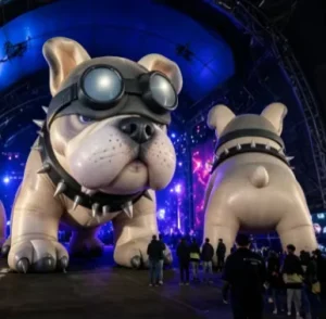 Instalación de Arte Inflable Bulldog Gigante Impermeable Duradero PVC Nylon Inflación con Bomba Eléctrica Dimensiones Personalizadas para Exterior