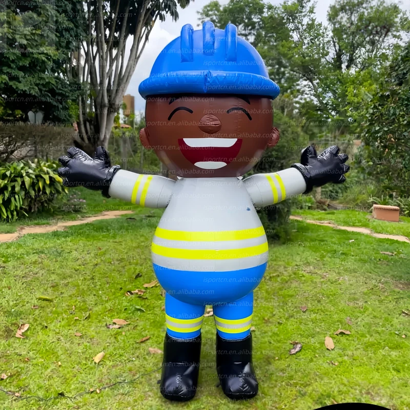 Giant Inflatable Custom Logo Sanitation Worker Cleaner Mascot Inflatable Advertising Model For Environmental Display Expo Prop