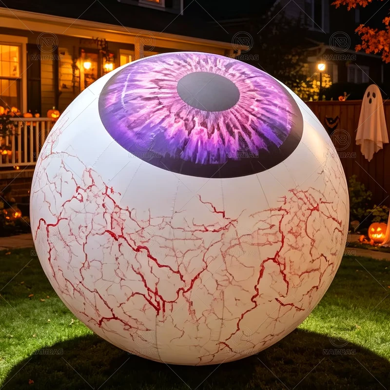 Decoraciones Inflables de Ojo Gigante para Halloween 1m 3.3ft 2m 6.6ft 3m 10ft 4m 13ft, Prop de Ojo Sangriento Inflable