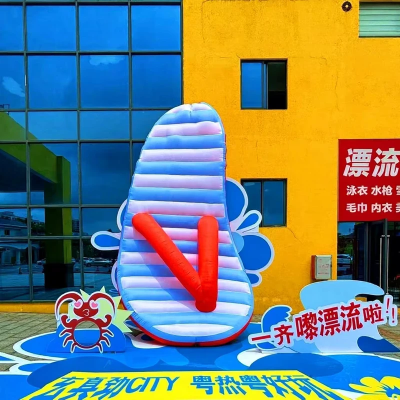 Acessório Inflável de Chinelo Gigante Chinelo de Praia Realista para Decoração de Eventos de Verão Exibição em Parque Aquático