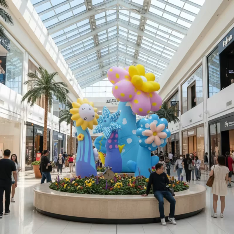 Giant Inflatable Flower Model Oxford Fabric Commercial Decoration for Shopping Mall Atrium Exhibitions with LED Lighting