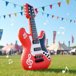 Géant modèle de guitare gonflable en ballon, matériau PVC, imprimé UV, publicitaire, ventilateur intégré pour festival de musique