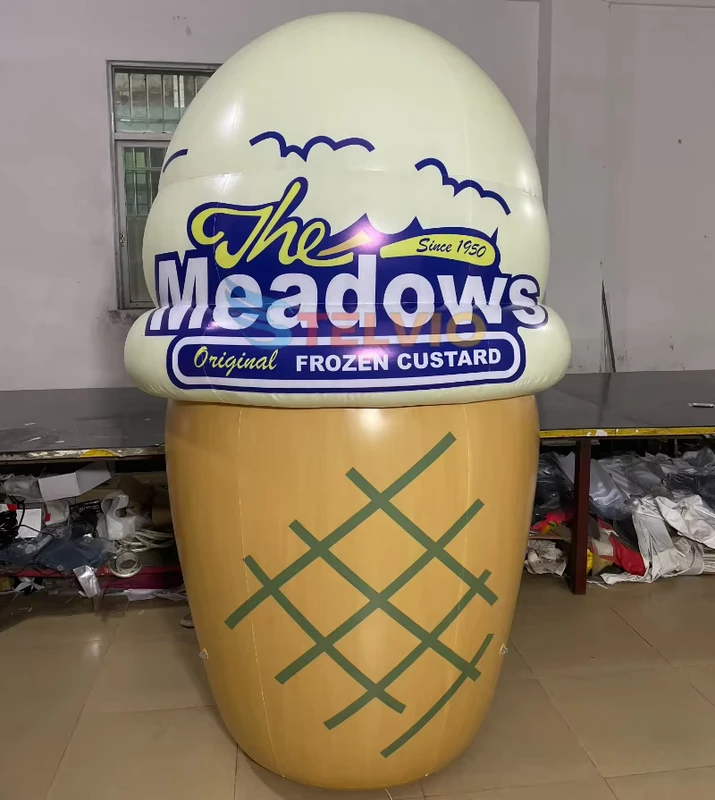 Gigante cono de helado inflable a tamaño real, modelo inflable de helado con logo personalizado para decoración de tienda