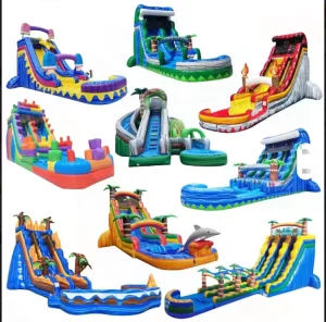 Kastil Lompatan Inflatable Raksasa dengan Seluncuran Air dan Blower Desain Kustom untuk Acara