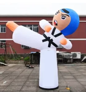 Giant Inflatable Karate Boy Cartoon Doll for Advertising Blow-Up Kicking Balloon