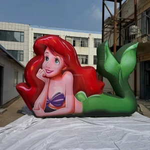 Giant Inflatable Mermaid Cartoon Character Model Custom 3D Sea Princess Inflatable for Party Decoration and Event Backdrop