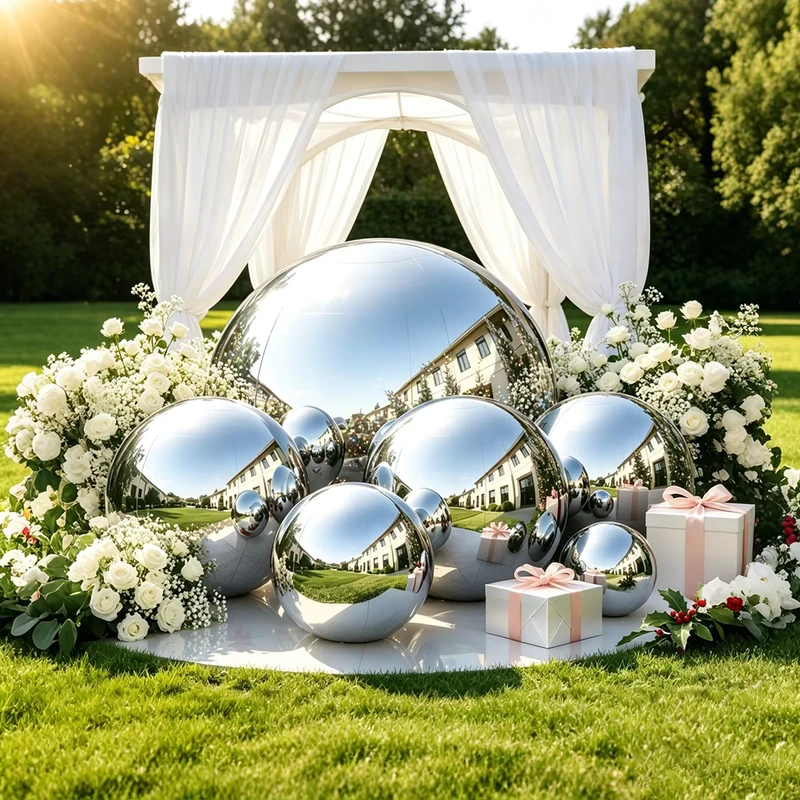 Géantes boules miroir gonflables en PVC, sphères décoratives brillantes, décoration de fête disco, boule de Noël gonflable réfléchissante