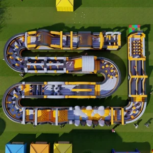 Giant Inflatable Obstacle Course Water Dry Combo Slippery Slide Climbing Wall Obstacles UV Resistant OEM Accepted