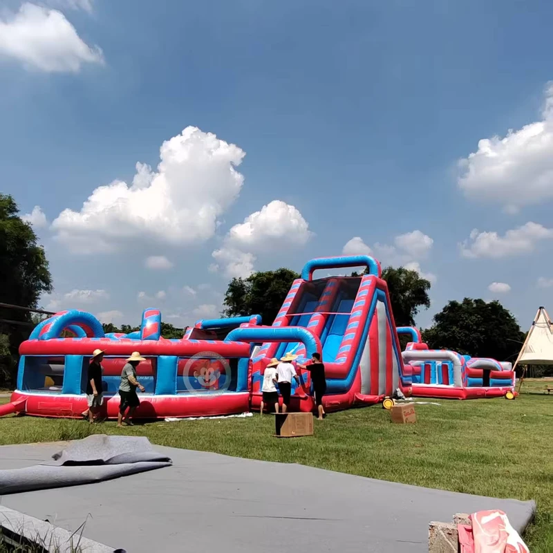 Giant Inflatable Obstacle Course With Slide Inflatable Obstacle Course Amusement Games for Sale