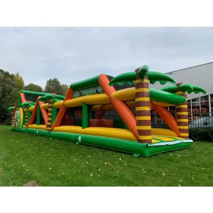 Giant Inflatable Obstacle Course for Kids Backyard Birthday Party Bouncy Assault Track Race Commercial