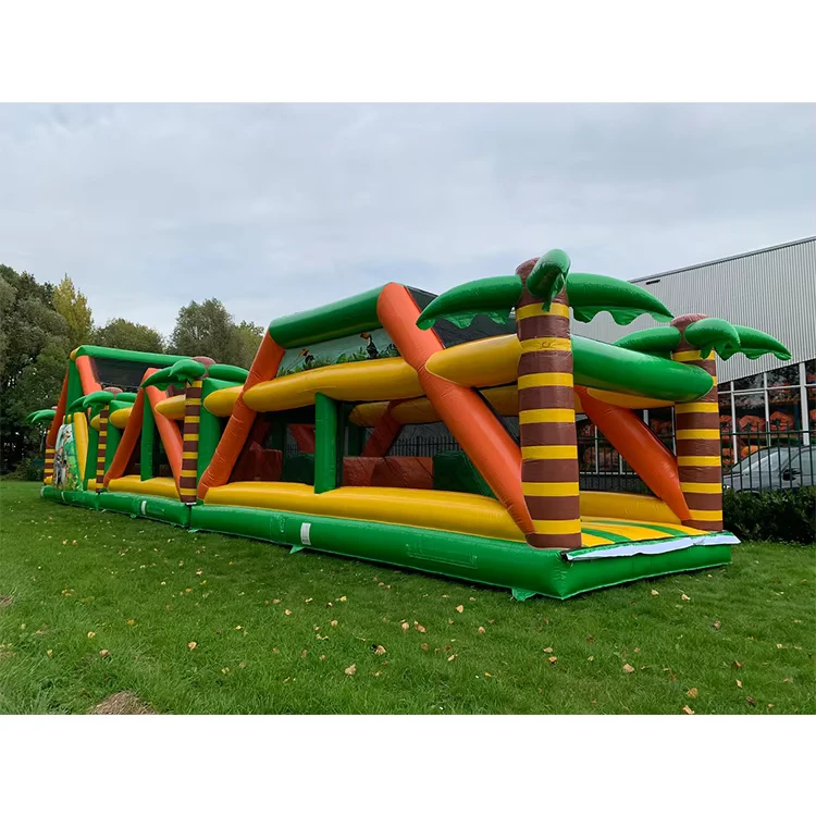 Gigantische Opblaasbare Obstakelbaan voor Kinderen Achtertuin Verjaardagsfeest Bouncy Aanvalstraject Race Commercieel