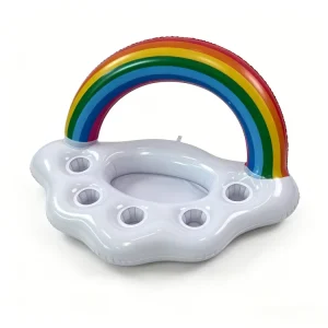 Giant Inflatable Rainbow Cloud Drink Holder Floating Bar Accessory for Pool Party and Entertainment