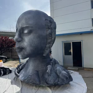 Giant Inflatable Realistic Stone Texture Human Head Model Custom Art Installation for Festival Event Decoration