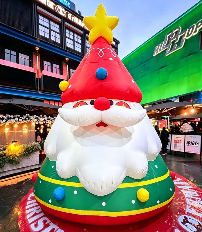Riesiger Luftweihnachtsmann Weihnachtsbaum mit LED-Lichtern – Außendekoration für Garten und Hof