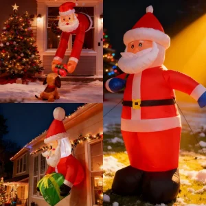 Giant Inflatable Santa with LED Lights Large Outdoor Xmas Decor Novelty Air Model for Venue Blow Up Yard Decoration